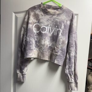 Calvin Klein Women's Tie-Dye Cropped Sweatshirt - Lavender